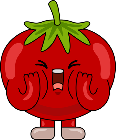 Personaje mascota tomate gritando  Ilustración