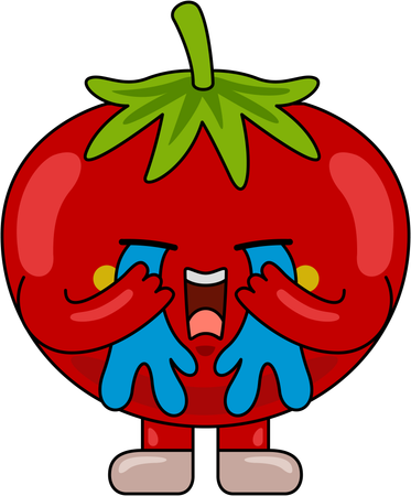 Personaje mascota tomate llorando  Ilustración