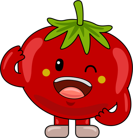 Personaje mascota tomate riendo  Ilustración