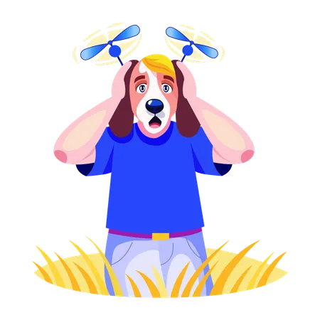 Personaje de perro sorprendido  Ilustración