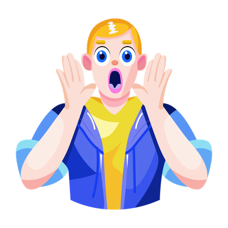 Personaje sorprendido con ojos muy abiertos.  Illustration