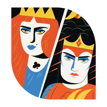 Personajes del juego, rey reina, póquer, casino, baraja  Ilustración