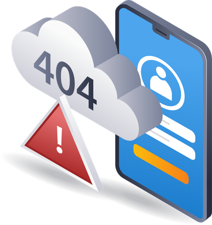Personal account can receive error code 404 system technology warning  Illustration