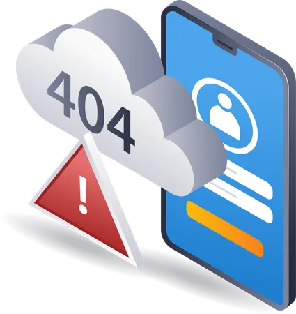 Personal account can receive error code 404 system technology warning  Illustration