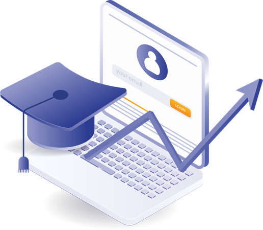 Personal account computer with graduation cap  Illustration