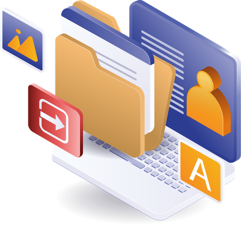 Personal account folder for data security  Illustration