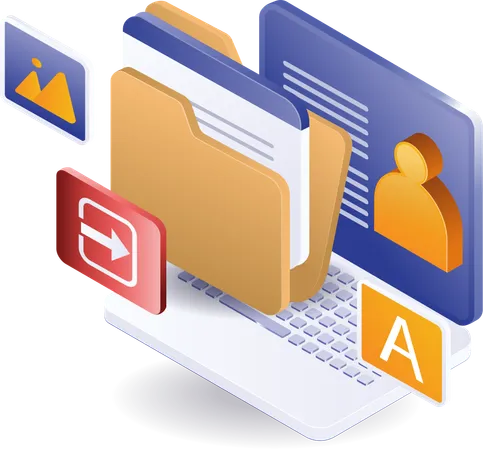 Personal account folder for data security  Illustration