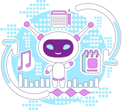 Super Bot Thin Line Concept Vector Illustration Personal Assistant Helper Robot 2 D Cartoon Character For Web Design Chatbot Task Planning And Time Management Software Creative Idea Illustration