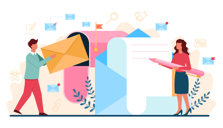 Personal assistant checking mail Illustration
