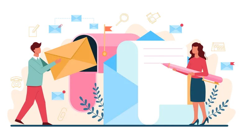 Personal assistant checking mail  Illustration