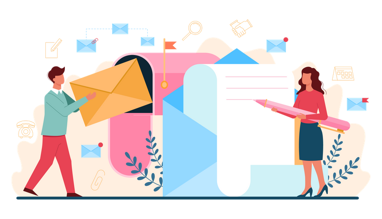 Personal assistant checking mail  Illustration