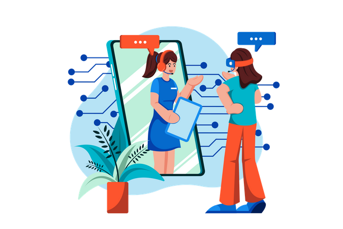 Personal assistant in metaverse  Illustration