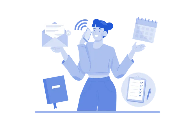 Personal assistant managing schedules and communications  Illustration
