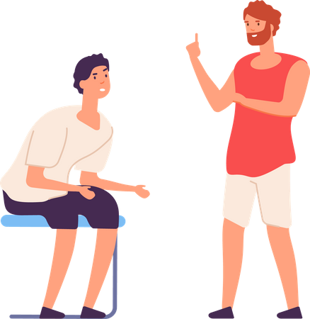 Personal coach giving exercise instruction  Illustration