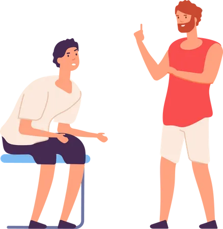 Personal coach giving exercise instruction  Illustration