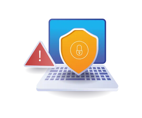 Personal computer security warning  Illustration