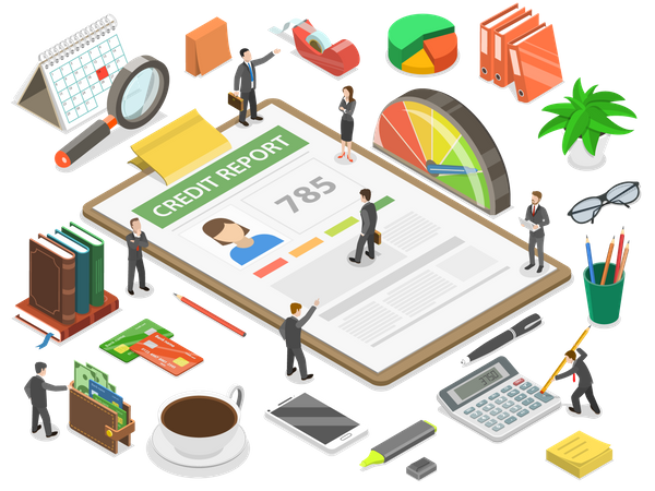 Personal credit score information and financial rating  Illustration