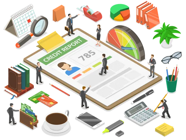 Personal credit score information and financial rating  Illustration