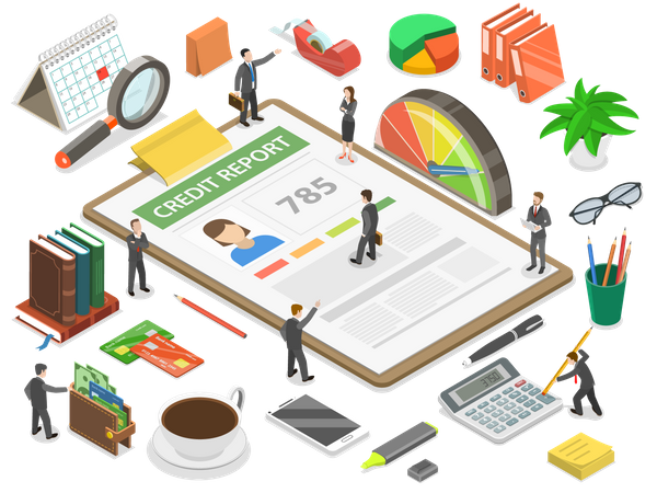Personal credit score information and financial rating  Illustration