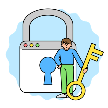 Personal Data Security, Internet Security , Cyber Security  Illustration