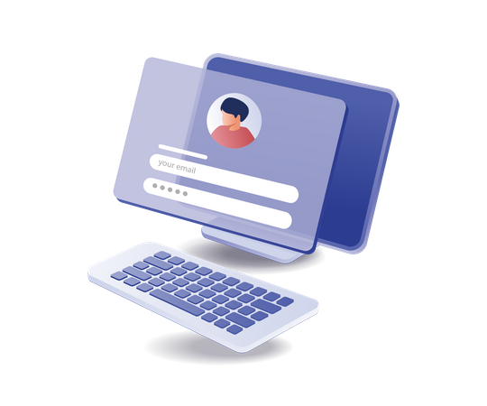 Personal data security with email and password Illustration