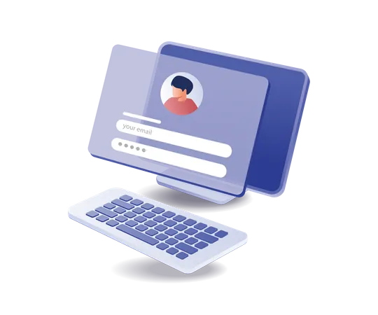 Personal data security with email and password Illustration