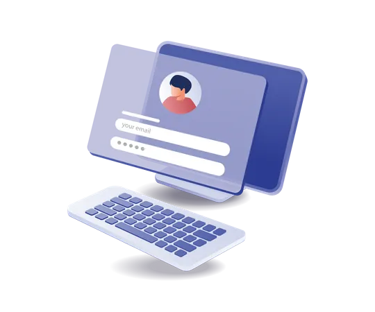 Personal data security with email and password  Illustration