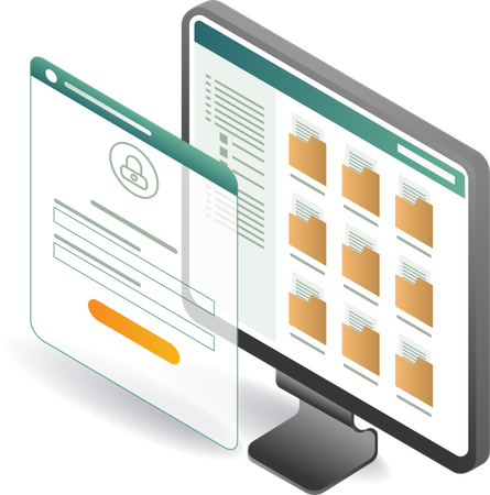 Personal data with computer security password  Illustration