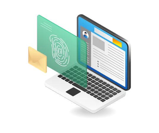 Personal Data With Fingerprint Password  일러스트레이션