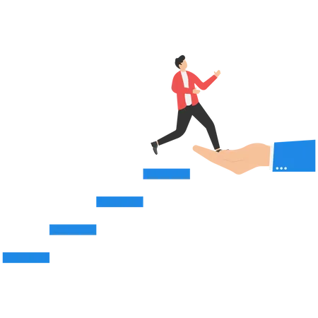 Vector Illustration Personal Development Concept Future Success First Step Businessman Start Climbing Stair For Successful Career Achievement Development Growth Progress Vision Future Illustration