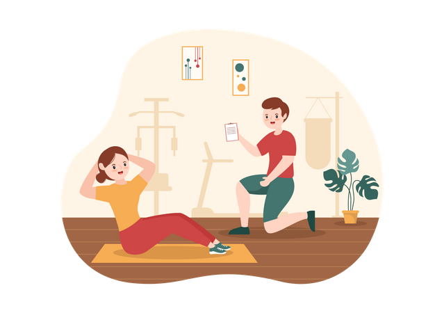 Personal gym instructor give training Illustration