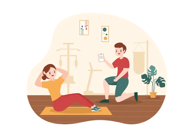 Personal gym instructor give training Illustration