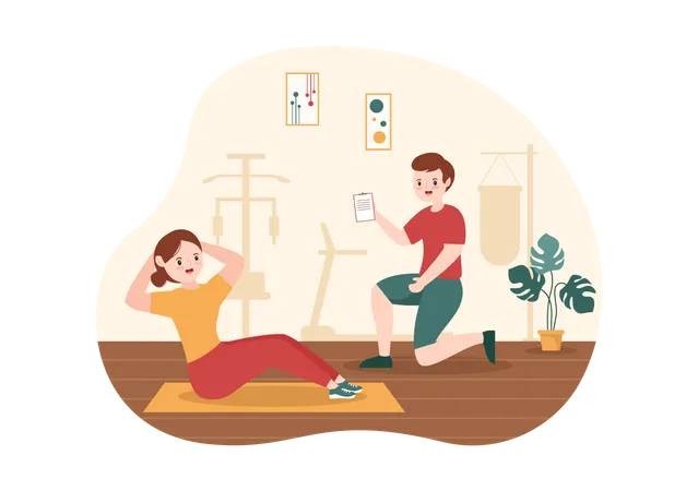 Personal gym instructor give training  Illustration