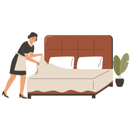 Personal hotel limpieza cama  Illustration