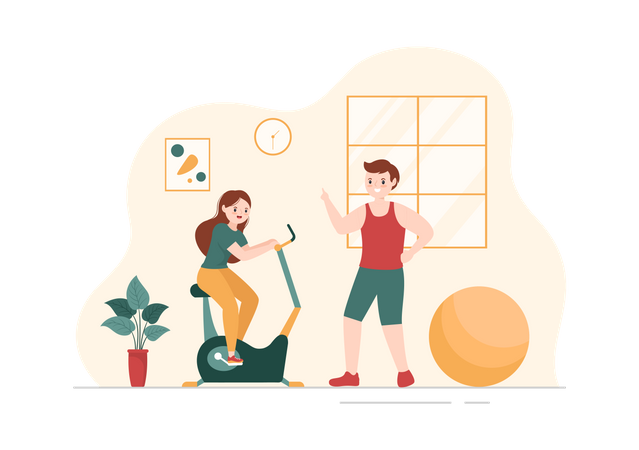 Personal male trainer giving training  Illustration