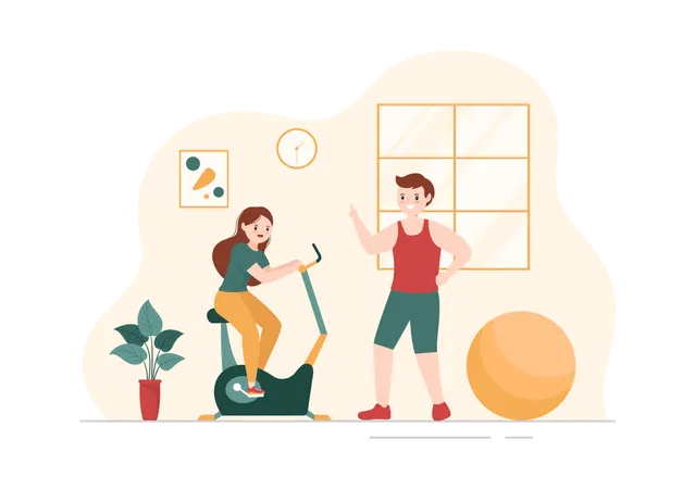 Personal male trainer giving training  Illustration