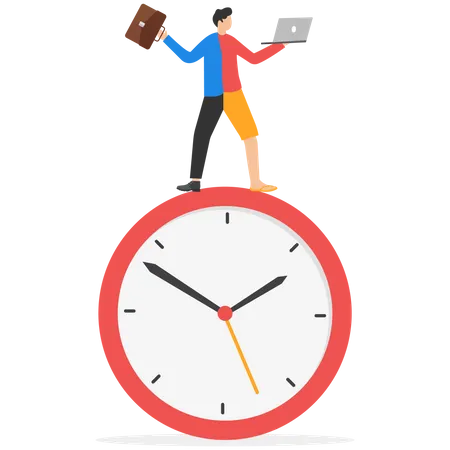 Personal time blend with working hours  Illustration