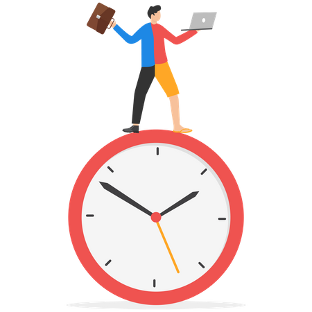 Personal time blend with working hours  Illustration