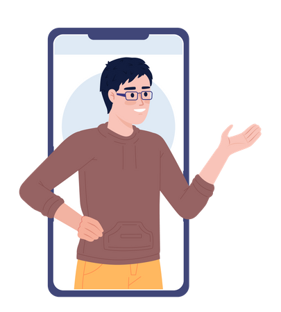 Personal virtual assistant on mobile phone  Illustration