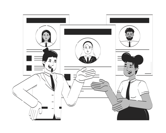 Personalmanager besprechen Lebensläufe  Illustration