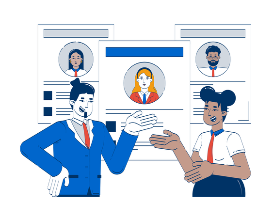 Personalmanager besprechen Lebensläufe  Illustration