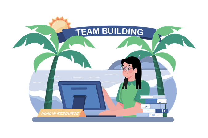 Personalmanager entwickelt Teambuilding-Aktivitäten  Illustration