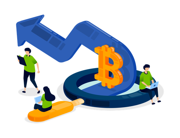 La gente busca criptomonedas rentables y de tendencia para invertir.  Ilustración