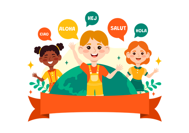 Personas celebrando el Día Mundial del Hola  Ilustración