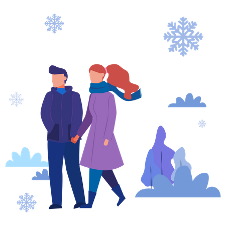 Personas vestidas con ropa abrigada de invierno.  Ilustración