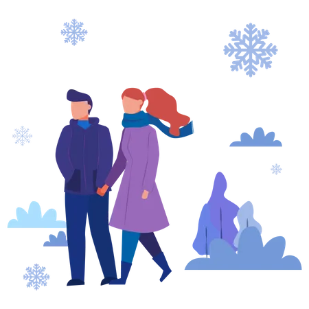 Personas vestidas con ropa abrigada de invierno.  Ilustración