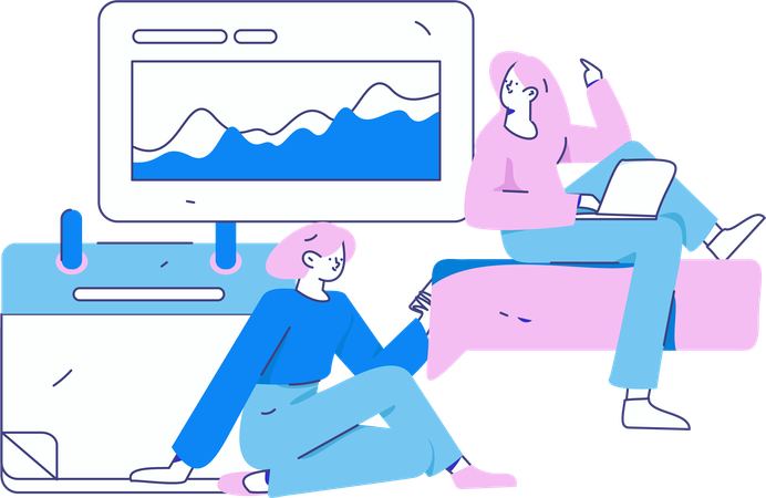 Personas que realizan análisis de datos virtuales  Ilustración