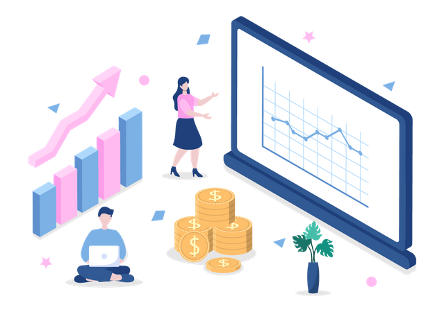 Personas de negocios que configuran Target  Ilustración