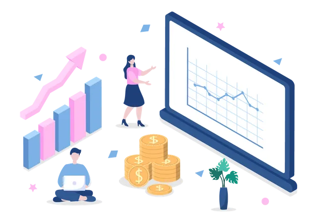 Personas de negocios que configuran Target  Ilustración