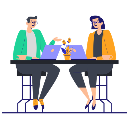 Personas de negocios trabajando en un espacio de trabajo informal  Ilustración